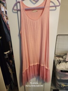 Light Pink Sleeveless Tulle Hem Dress